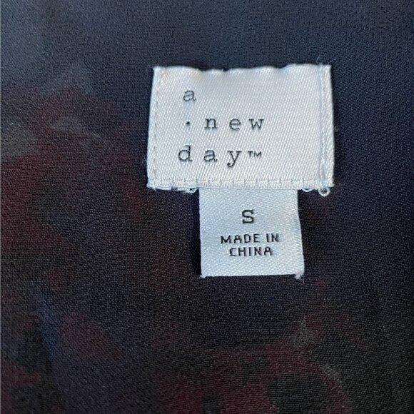 Romantic Sheer Floral Blouse Black Red Long Sleeve Ruffle Top Cottagecore - Picture 3 of 9